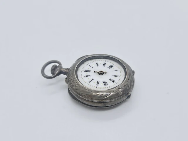 Zilveren mechanisch zakhorloge - afbeelding 2 van  6