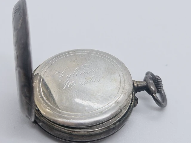 Zilveren mechanisch zakhorloge - afbeelding 3 van  6