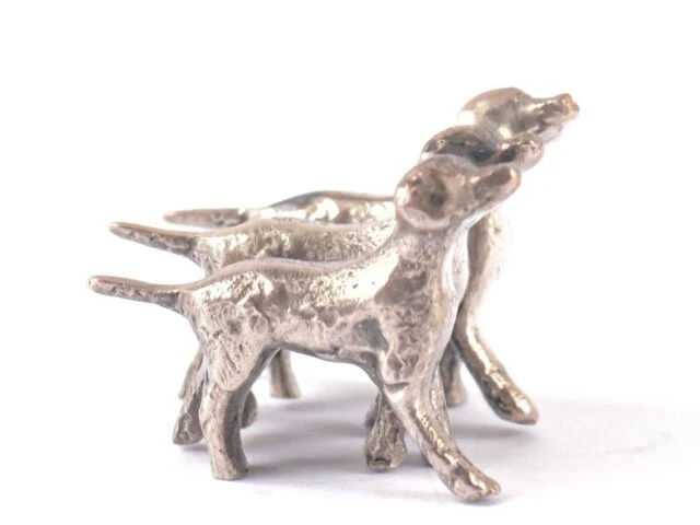 Zilveren miniatuur 3 honden - afbeelding 1 van  3