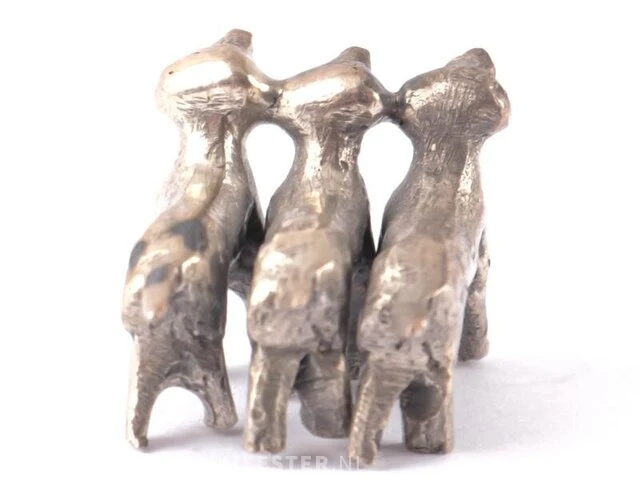 Zilveren miniatuur 3 honden - afbeelding 2 van  3