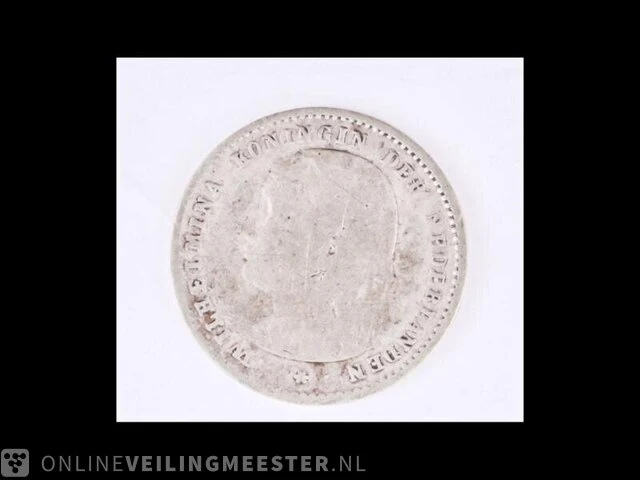 Zilveren munt koningin wilhelmina , 1897 - afbeelding 1 van  2