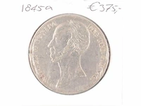 Zilveren rijksdaalder koning willem 1845 - afbeelding 1 van  2