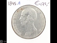 Zilveren rijksdaalder koning willem 1845 - afbeelding 1 van  2