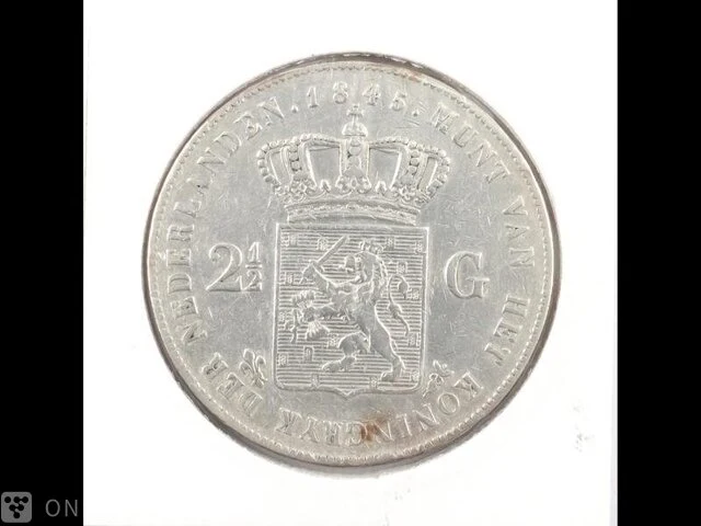Zilveren rijksdaalder koning willem 1845 - afbeelding 2 van  2