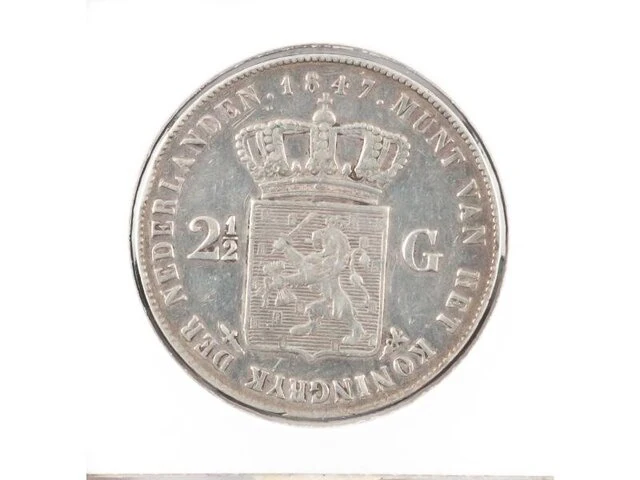Zilveren rijksdaalder koning willem , 1847 - afbeelding 2 van  2