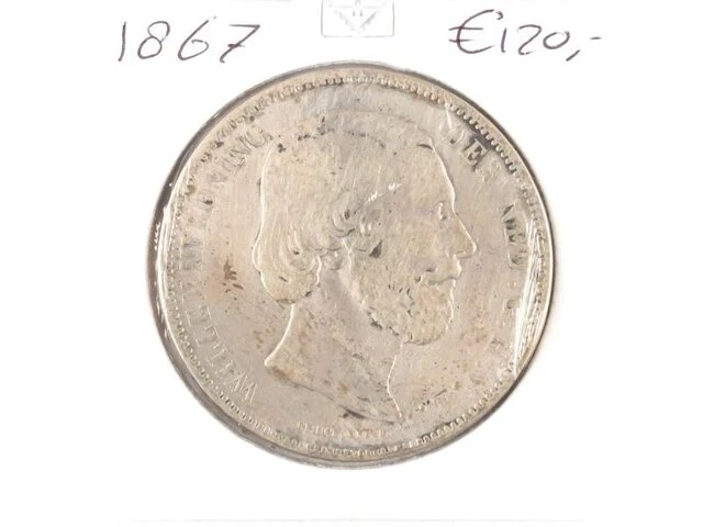 Zilveren rijksdaalder koning willem 1867 - afbeelding 1 van  2