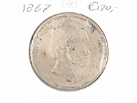 Zilveren rijksdaalder koning willem 1867 - afbeelding 1 van  2