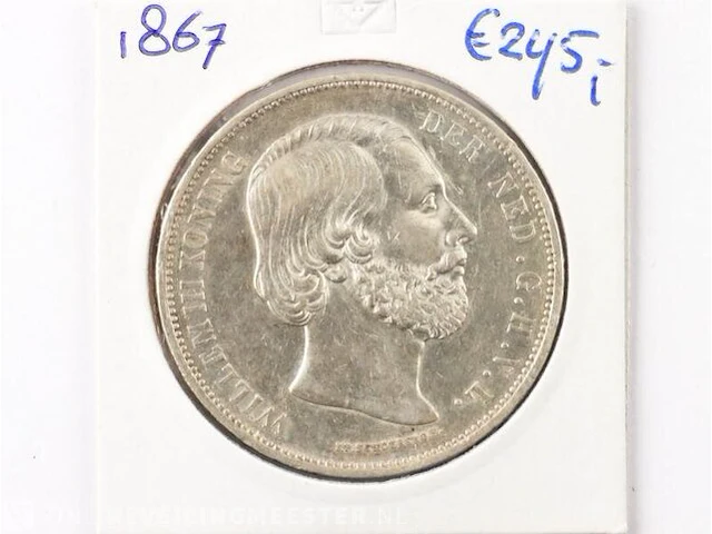 Zilveren rijksdaalder koning willem 1867 - afbeelding 1 van  2