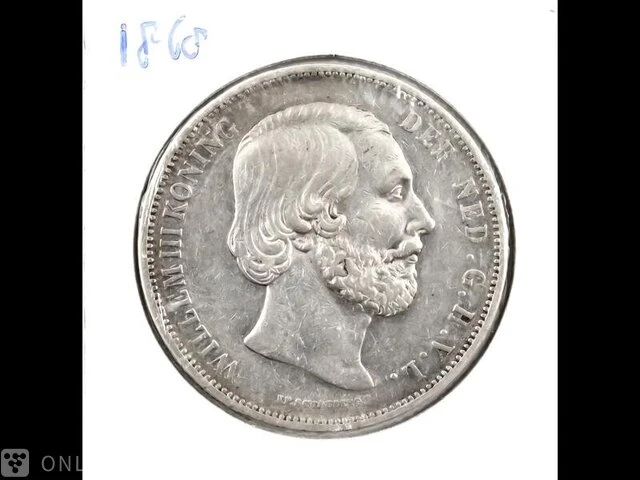 Zilveren rijksdaalder koning willem 1868 - afbeelding 1 van  2