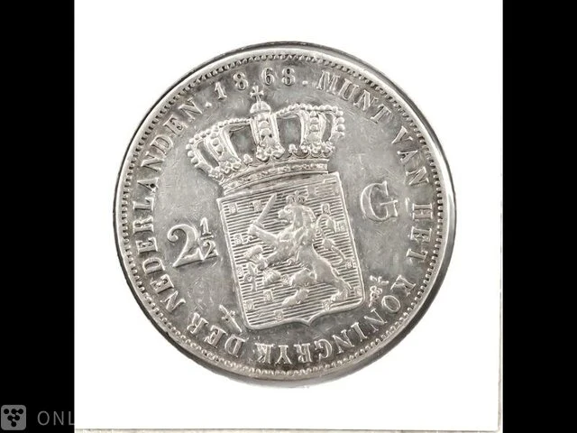 Zilveren rijksdaalder koning willem 1868 - afbeelding 2 van  2