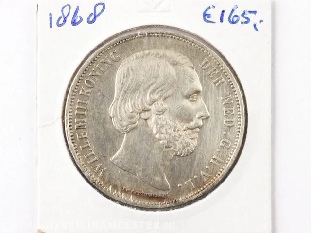 Zilveren rijksdaalder koning willem 1868 - afbeelding 1 van  2