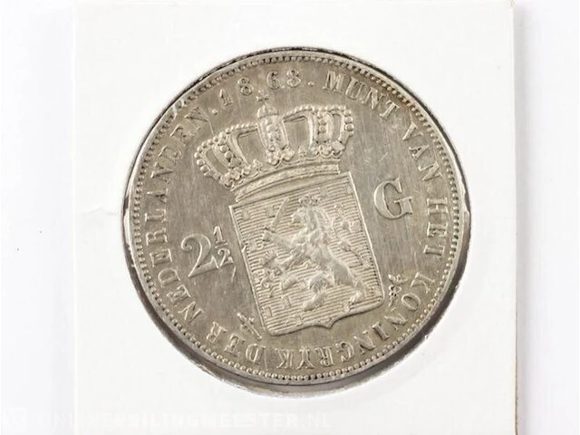 Zilveren rijksdaalder koning willem 1868 - afbeelding 2 van  2