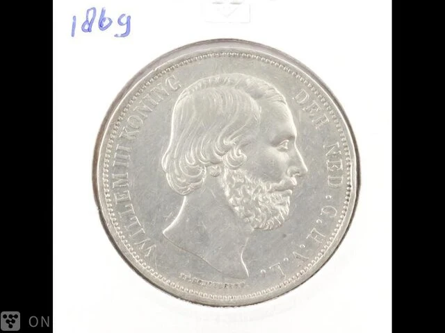 Zilveren rijksdaalder koning willem 1869 - afbeelding 1 van  2