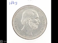 Zilveren rijksdaalder koning willem 1869 - afbeelding 1 van  2