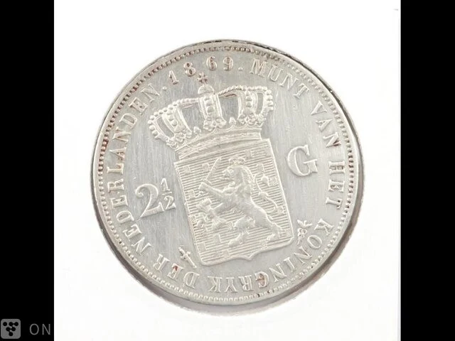 Zilveren rijksdaalder koning willem 1869 - afbeelding 2 van  2