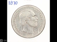 Zilveren rijksdaalder koning willem 1870 - afbeelding 1 van  2