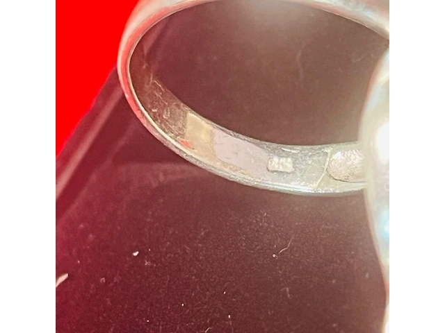 Zilveren ring met grote natuurlijke parel -slangring - incl. certificaat - afbeelding 5 van  5