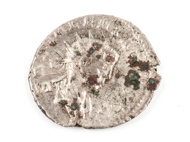 Zilveren romeinse munt 258-260 na christus - afbeelding 1 van  2