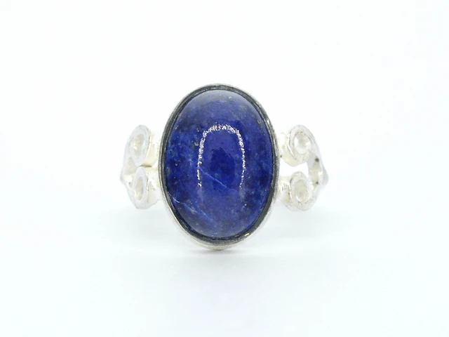 Zilveren sterling ring met blauwe edelsteen - afbeelding 1 van  6