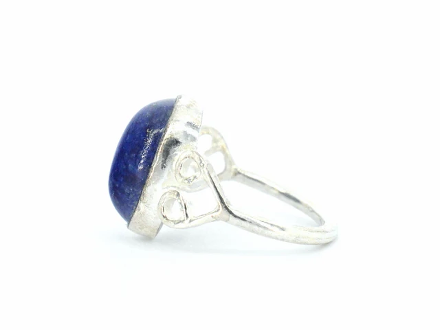 Zilveren sterling ring met blauwe edelsteen - afbeelding 2 van  6