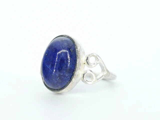 Zilveren sterling ring met blauwe edelsteen - afbeelding 3 van  6