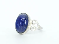 Zilveren sterling ring met blauwe edelsteen - afbeelding 3 van  6