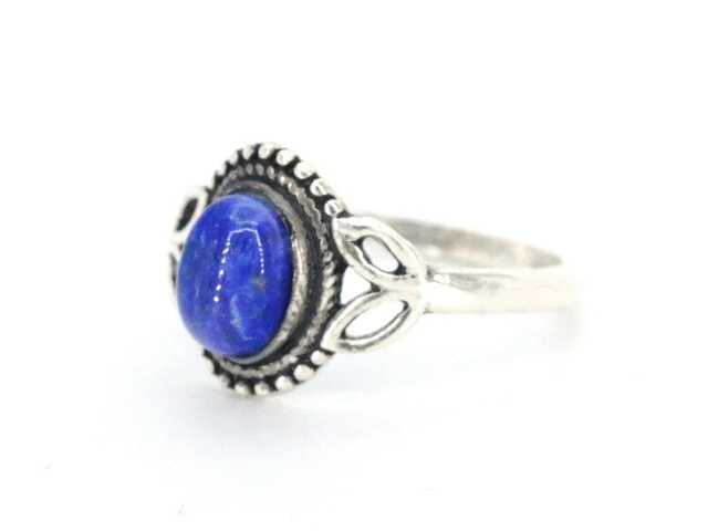 Zilveren sterling ring met een blauwe edelsteen - afbeelding 3 van  5