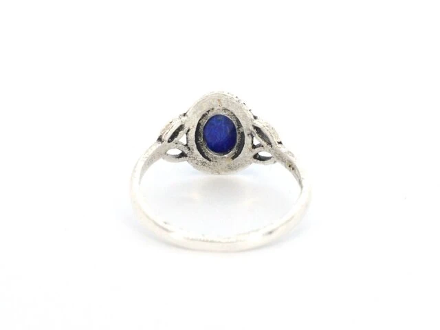 Zilveren sterling ring met een blauwe edelsteen - afbeelding 4 van  5