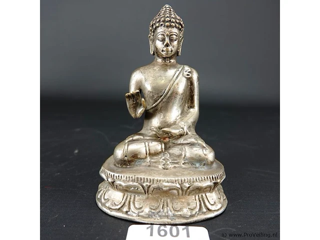 Zilvertinnen boeddha - afbeelding 1 van  3