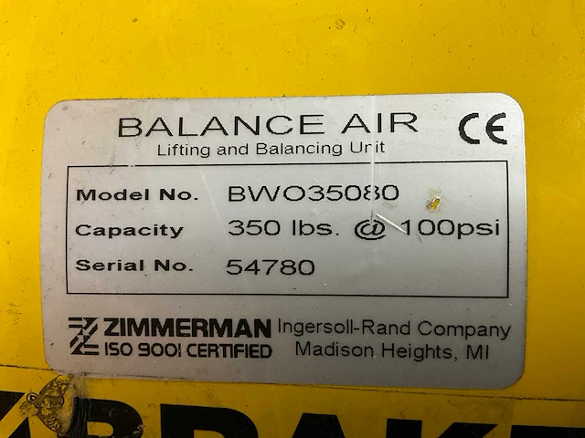 Zimmerman bwo35080 pneumatische balancer - afbeelding 6 van  6