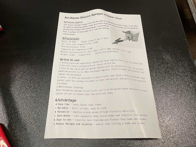 Zionair stucco sprayer gun - afbeelding 5 van  5