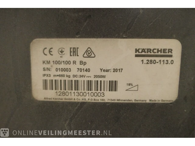Zit veeg-/zuigmachine kärcher, km100/100r bp, bouwjaar 2017 - afbeelding 10 van  21