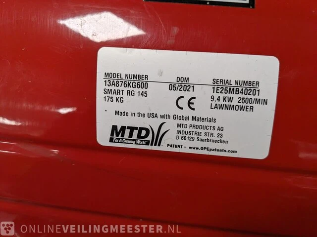 Zitmaaier met zij-uitworp mtd, smart rg 145, bouwjaar 2021 - afbeelding 13 van  18
