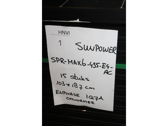 Zonnepanelen sunpower spr-max6-435-e4-ac. 15 stuks voorzien van omvormer enphase iq7a. afmeting 103 x187 cm. - afbeelding 3 van  7