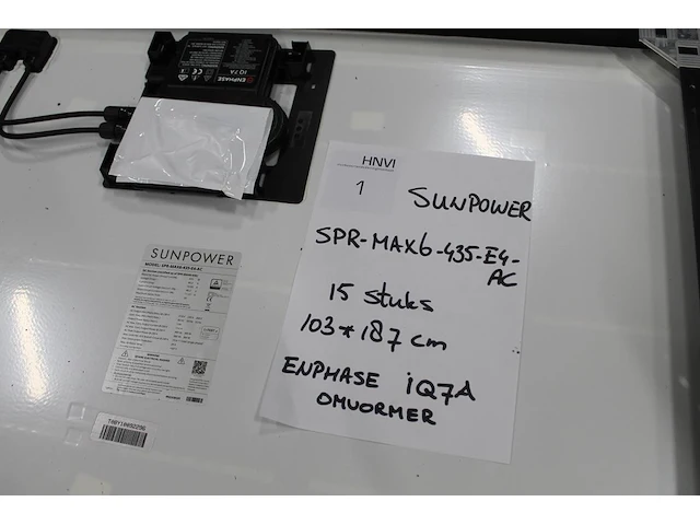 Zonnepanelen sunpower spr-max6-435-e4-ac. 15 stuks voorzien van omvormer enphase iq7a. afmeting 103 x187 cm. - afbeelding 5 van  7