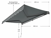 Zonnescherm / luifel - 300 x 250 cm - donkergrijs - incl. bevestigingsmaterialen - afbeelding 13 van  15