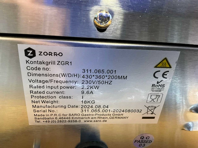 Zorro zgr1 contactgrill - afbeelding 8 van  8