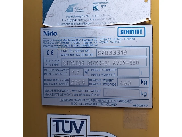 Zoutstrooier, nido, stratos b17kr-21 avcx-350, 2009 - afbeelding 19 van  19