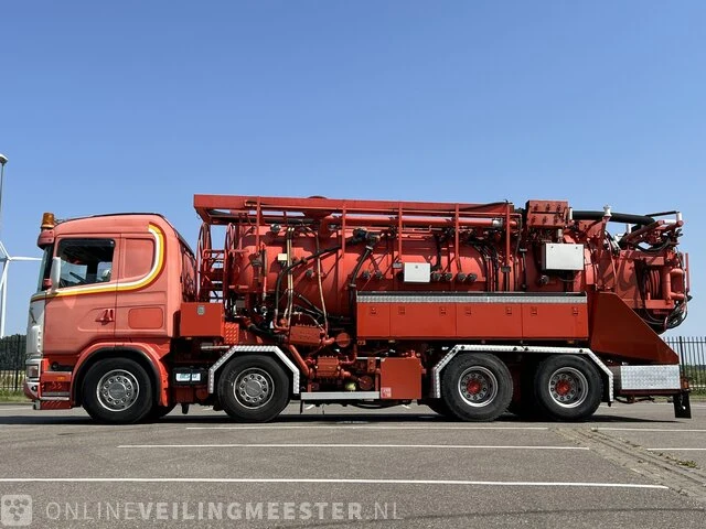 Zuig perscombinatie - kolkenzuiger scania, r164 met hellmers wittstock opbouw, bouwjaar 2004 - afbeelding 12 van  27