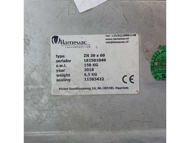 Zuignap 150kg hamevac, zuignap 150kg, bouwjaar 2018 - afbeelding 6 van  6