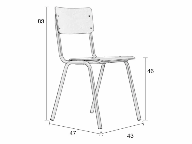 Zuiver back to school eetkamerstoelen (4x) - afbeelding 4 van  7