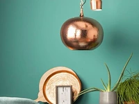 Zuiver hammered round copper hanglamp met zwart snoer zuiver, hammered round, koper - afbeelding 2 van  8
