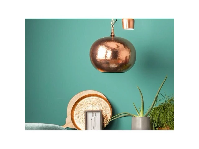 Zuiver hammered round copper hanglamp met zwart snoer zuiver, hammered round, koper - afbeelding 2 van  8