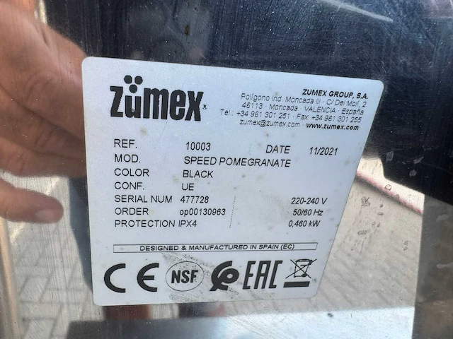 Zumex - 2021 - speed pome granate - overige fruit- en groenteverwerking - afbeelding 7 van  7