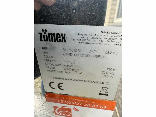 Zumex - speed self-service - sinnasappelpers - afbeelding 5 van  5