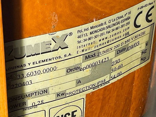 Zumex 200 d sinaasappelpers - afbeelding 9 van  9