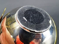 Zware tinnen waxinelichthouder met bronzen strik - afbeelding 3 van  3