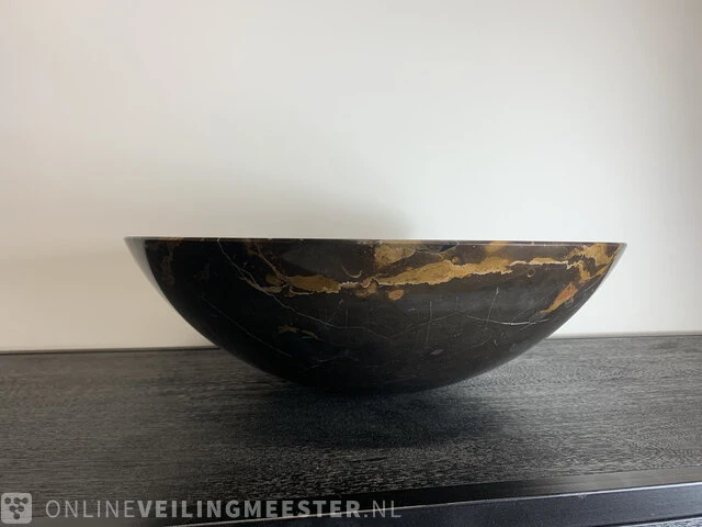 Zwart goud marmer waskom, portoro, 2023 - afbeelding 3 van  12