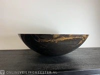 Zwart goud marmer waskom, portoro, 2023 - afbeelding 3 van  12