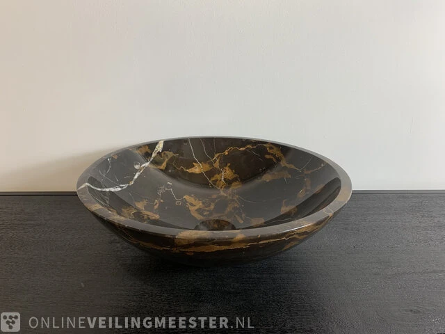 Zwart goud marmer waskom, portoro, 2023 - afbeelding 4 van  12